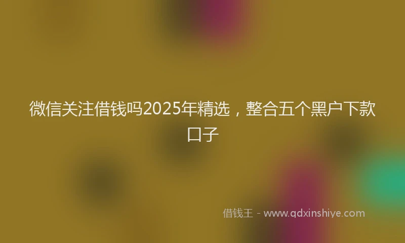 微信关注借钱吗2025年精选，整合五个黑户下款口子