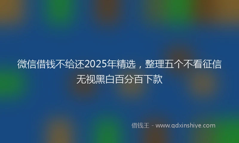 微信借钱不给还2025年精选，整理五个不看征信无视黑白百分百下款