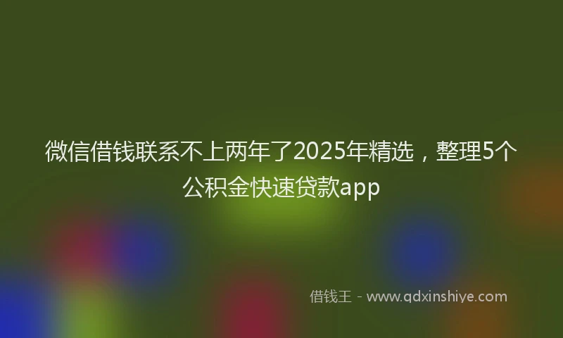微信借钱联系不上两年了2025年精选，整理5个公积金快速贷款app
