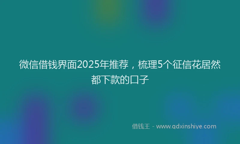 微信借钱界面2025年推荐，梳理5个征信花居然都下款的口子