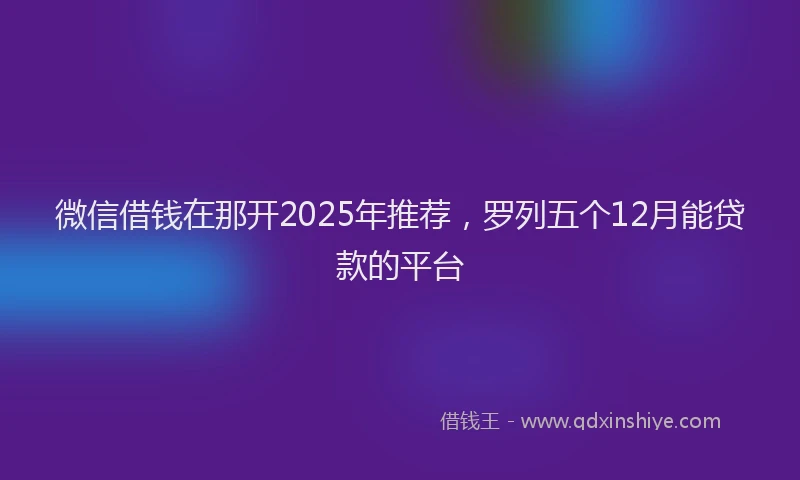 微信借钱在那开2025年推荐，罗列五个12月能贷款的平台