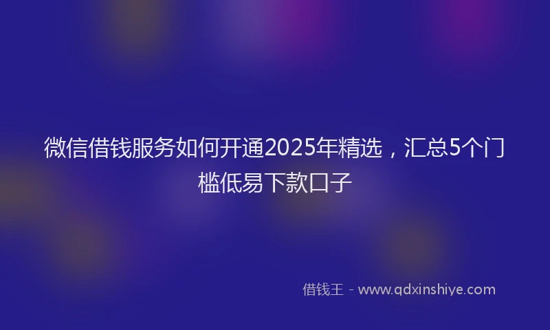 微信借钱服务如何开通2025年精选，汇总5个门槛低易下款口子