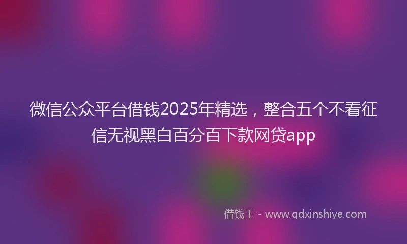 微信公众平台借钱2025年精选，整合五个不看征信无视黑白百分百下款网贷app