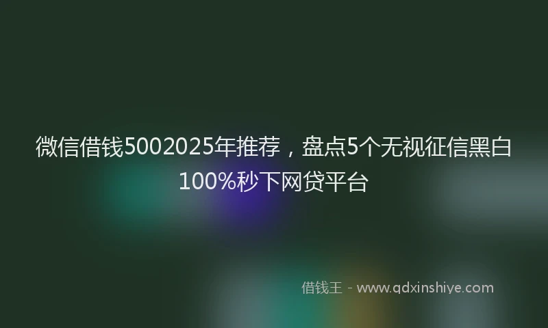 微信借钱5002025年推荐，盘点5个无视征信黑白100%秒下网贷平台