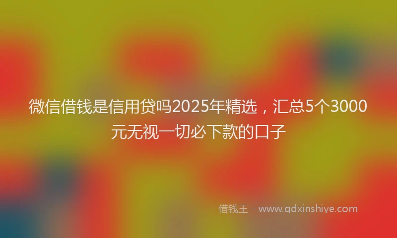 微信借钱是信用贷吗2025年精选，汇总5个3000元无视一切必下款的口子