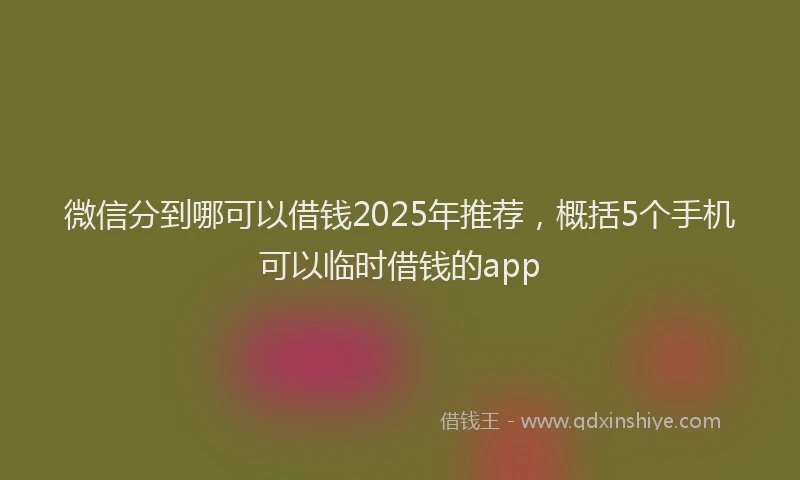 微信分到哪可以借钱2025年推荐，概括5个手机可以临时借钱的app