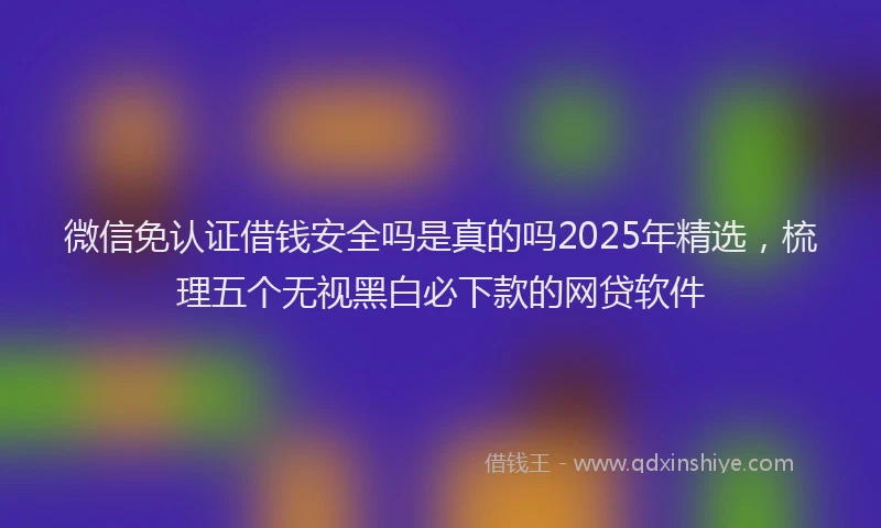 微信免认证借钱安全吗是真的吗2025年精选，梳理五个无视黑白必下款的网贷软件