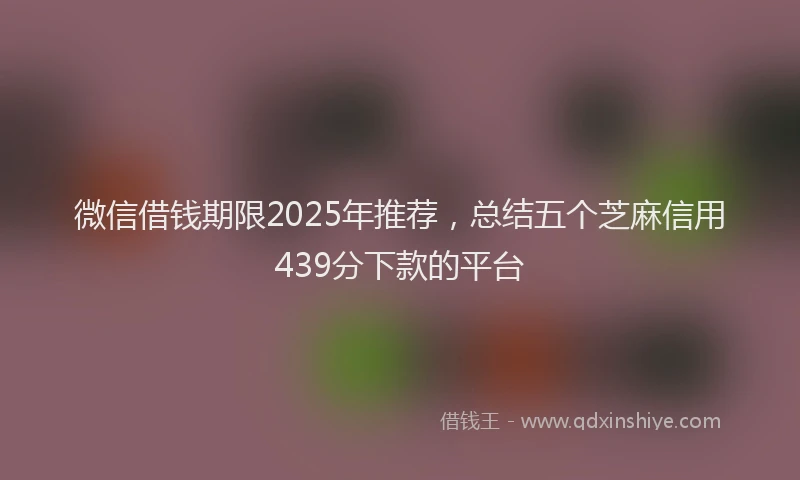 微信借钱期限2025年推荐，总结五个芝麻信用439分下款的平台