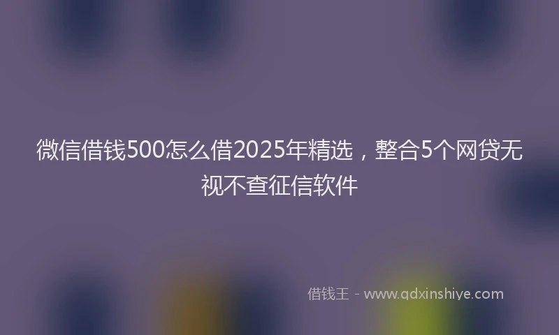 微信借钱500怎么借2025年精选，整合5个网贷无视不查征信软件