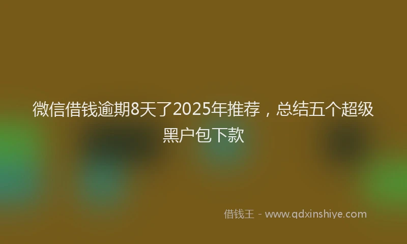 微信借钱逾期8天了2025年推荐，总结五个超级黑户包下款