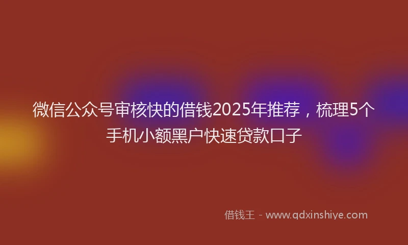 微信公众号审核快的借钱2025年推荐，梳理5个手机小额黑户快速贷款口子