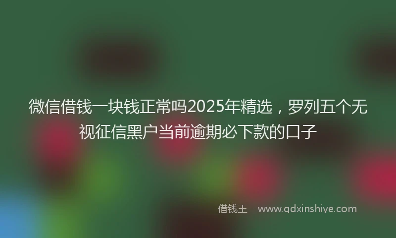 微信借钱一块钱正常吗2025年精选，罗列五个无视征信黑户当前逾期必下款的口子