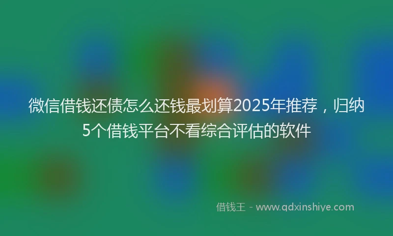 微信借钱还债怎么还钱最划算2025年推荐，归纳5个借钱平台不看综合评估的软件