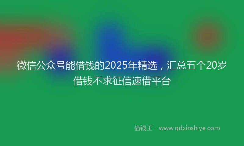 微信公众号能借钱的2025年精选，汇总五个20岁借钱不求征信速借平台