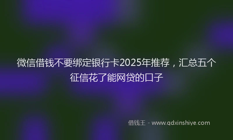 微信借钱不要绑定银行卡2025年推荐，汇总五个征信花了能网贷的口子