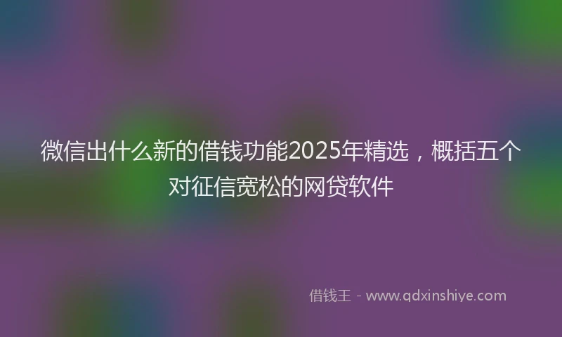 微信出什么新的借钱功能2025年精选，概括五个对征信宽松的网贷软件