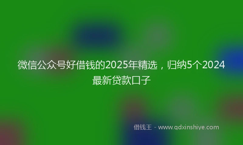 微信公众号好借钱的2025年精选，归纳5个2024最新贷款口子