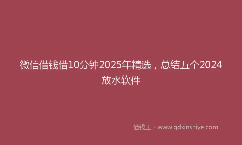 微信借钱借10分钟2025年精选，总结五个2024放水软件