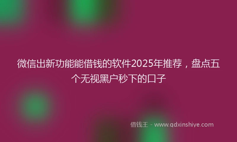 微信出新功能能借钱的软件2025年推荐，盘点五个无视黑户秒下的口子