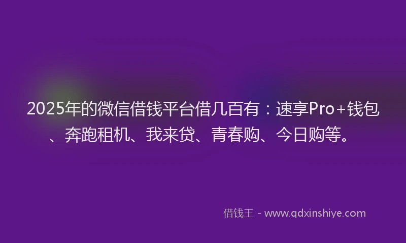 2025年的微信借钱平台借几百有：速享Pro+钱包、奔跑租机、我来贷、青春购、今日购等。