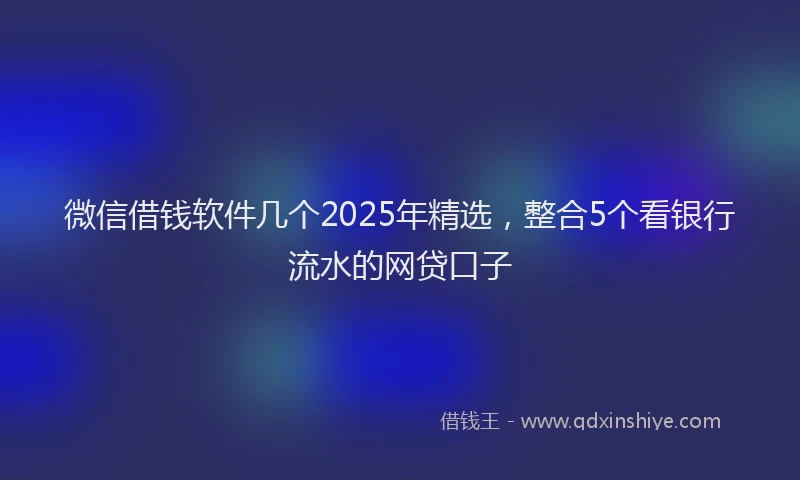 微信借钱软件几个2025年精选，整合5个看银行流水的网贷口子
