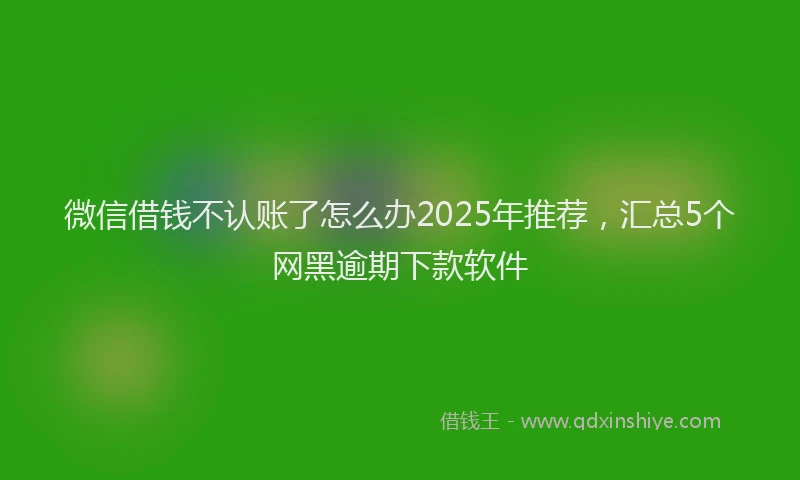 微信借钱不认账了怎么办2025年推荐，汇总5个网黑逾期下款软件