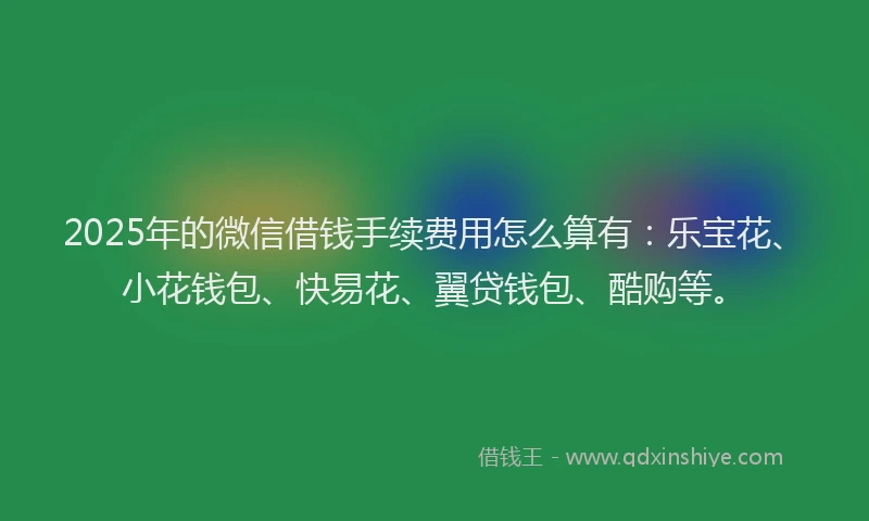 2025年的微信借钱手续费用怎么算有：乐宝花、小花钱包、快易花、翼贷钱包、酷购等。