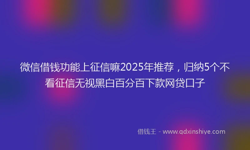 微信借钱功能上征信嘛2025年推荐，归纳5个不看征信无视黑白百分百下款网贷口子