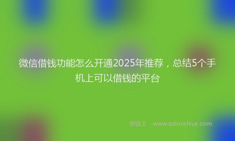微信借钱功能怎么开通2025年推荐，总结5个手机上可以借钱的平台