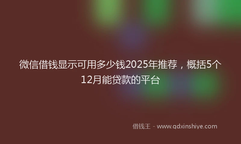 微信借钱显示可用多少钱2025年推荐，概括5个12月能贷款的平台