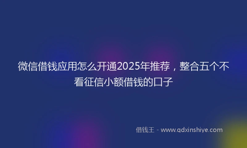 微信借钱应用怎么开通2025年推荐，整合五个不看征信小额借钱的口子