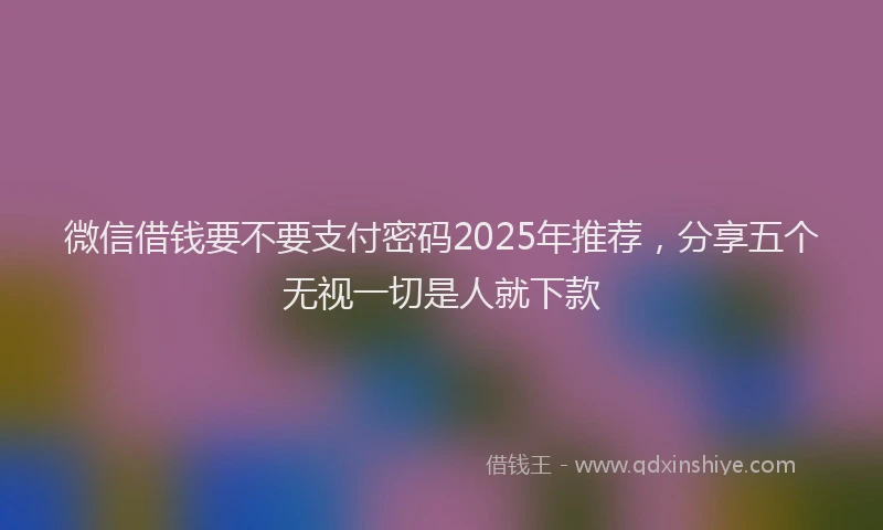 微信借钱要不要支付密码2025年推荐，分享五个无视一切是人就下款
