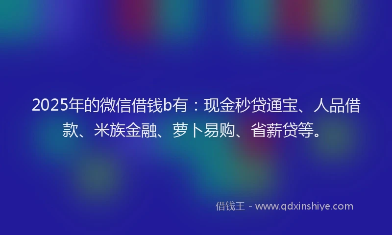 2025年的微信借钱b有：现金秒贷通宝、人品借款、米族金融、萝卜易购、省薪贷等。