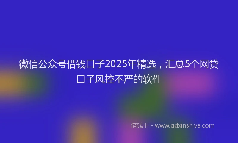 微信公众号借钱口子2025年精选，汇总5个网贷口子风控不严的软件