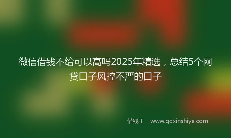 微信借钱不给可以高吗2025年精选，总结5个网贷口子风控不严的口子