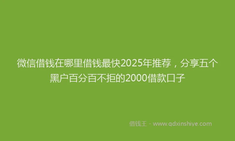 微信借钱在哪里借钱最快2025年推荐，分享五个黑户百分百不拒的2000借款口子