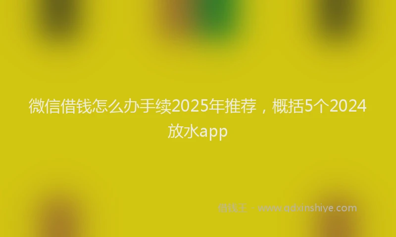 微信借钱怎么办手续2025年推荐，概括5个2024放水app