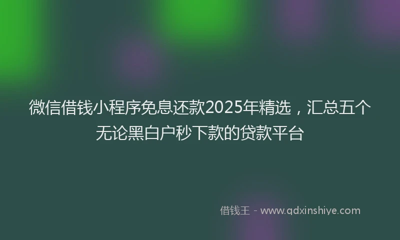 微信借钱小程序免息还款2025年精选，汇总五个无论黑白户秒下款的贷款平台