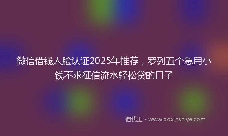 微信借钱人脸认证2025年推荐，罗列五个急用小钱不求征信流水轻松贷的口子