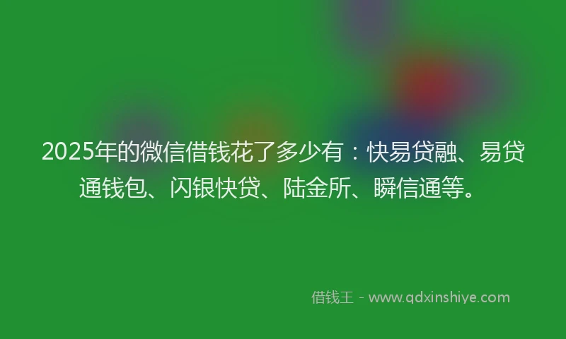 2025年的微信借钱花了多少有：快易贷融、易贷通钱包、闪银快贷、陆金所、瞬信通等。