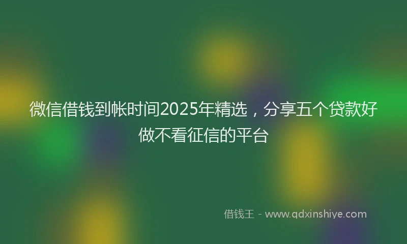 微信借钱到帐时间2025年精选，分享五个贷款好做不看征信的平台