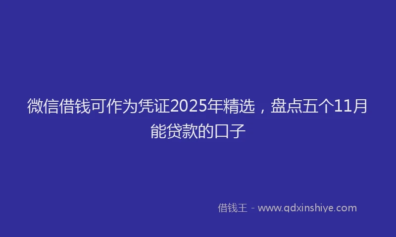 微信借钱可作为凭证2025年精选，盘点五个11月能贷款的口子