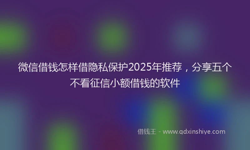 微信借钱怎样借隐私保护2025年推荐，分享五个不看征信小额借钱的软件