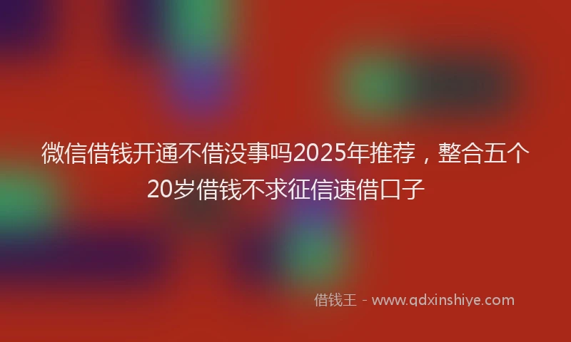 微信借钱开通不借没事吗2025年推荐，整合五个20岁借钱不求征信速借口子