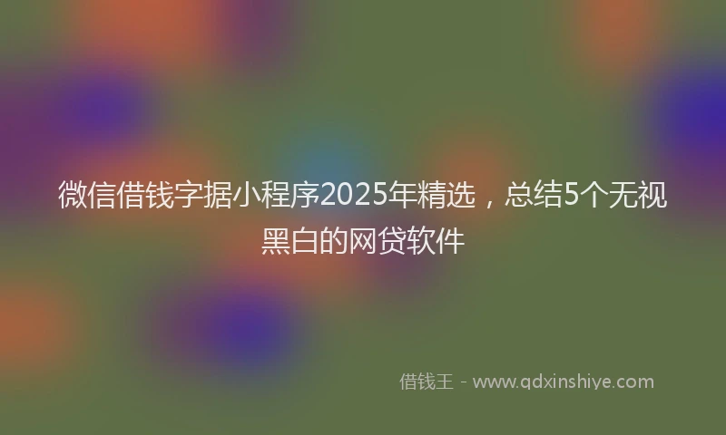 微信借钱字据小程序2025年精选，总结5个无视黑白的网贷软件