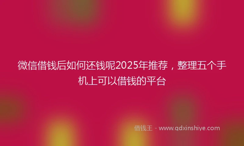 微信借钱后如何还钱呢2025年推荐，整理五个手机上可以借钱的平台