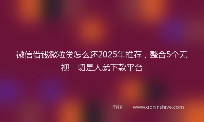 微信借钱微粒贷怎么还2025年推荐，整合5个无视一切是人就下款平台