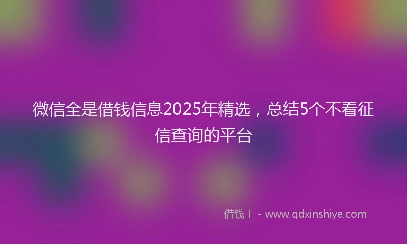 微信全是借钱信息2025年精选，总结5个不看征信查询的平台