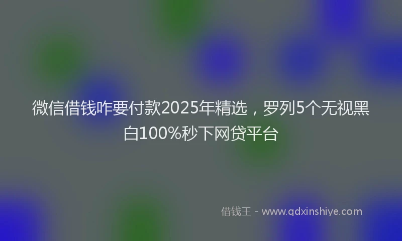 微信借钱咋要付款2025年精选，罗列5个无视黑白100%秒下网贷平台