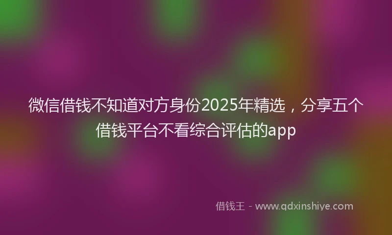 微信借钱不知道对方身份2025年精选，分享五个借钱平台不看综合评估的app